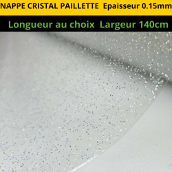 NAPPE CRISTAL TRANSPARENTE A PAILLETTES ARGENTEES