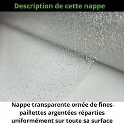 NAPPE CRISTAL TRANSPARENTE SOUPLE A PAILLETTES ARGENTEES