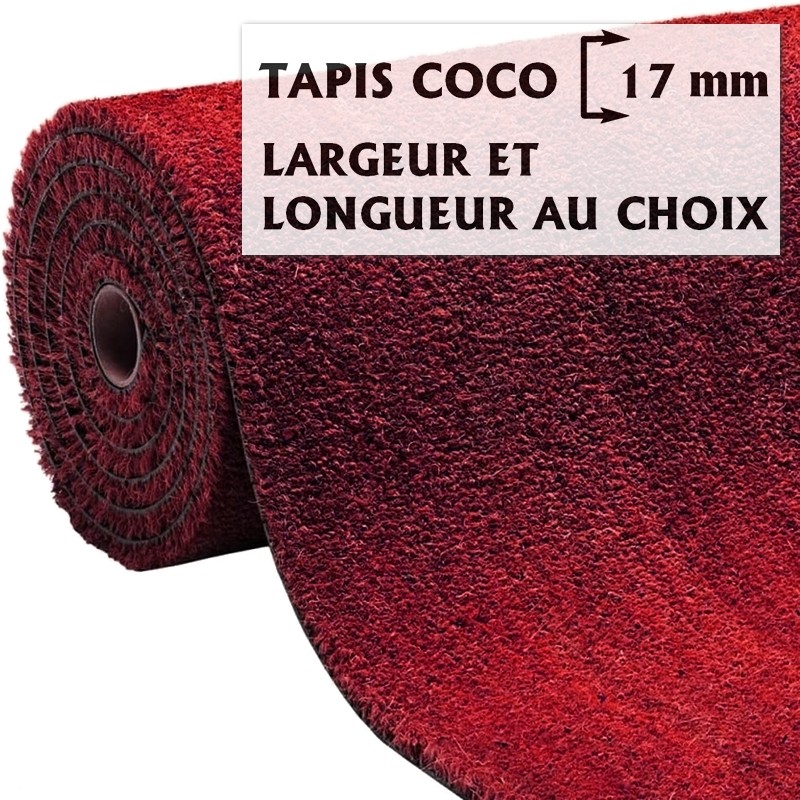 Tapis sur mesure Paillasson Brosse Coco 17mm - Rouge