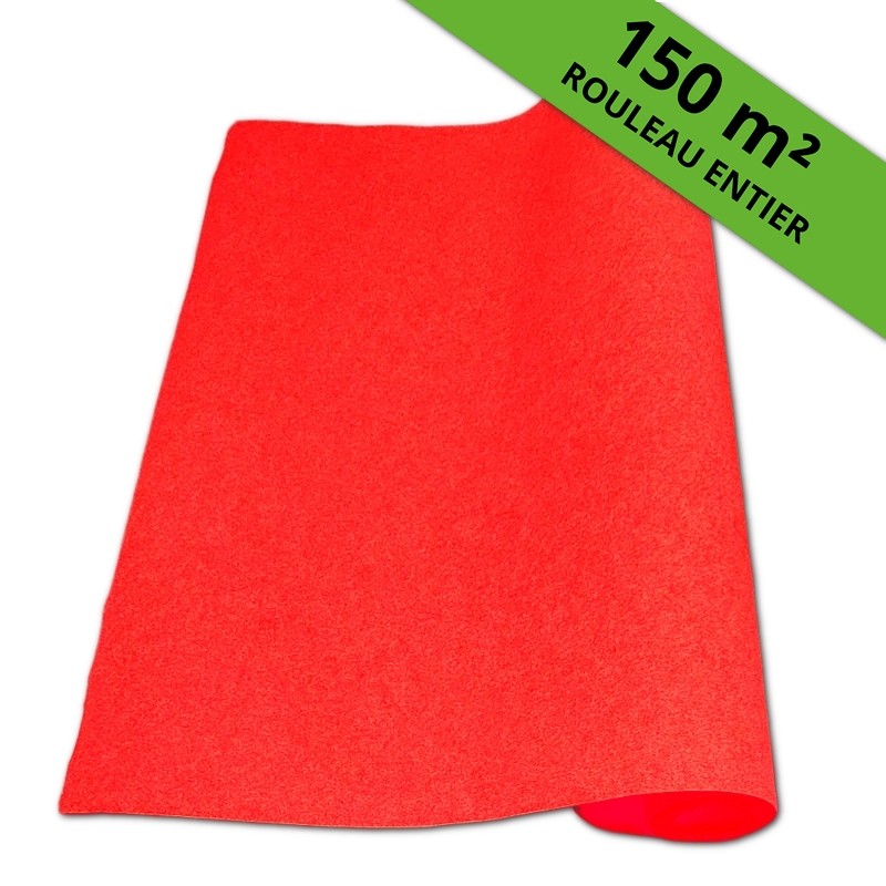 Rouleau de moquette rouge de 2 x 5m en polyester 250g/m²