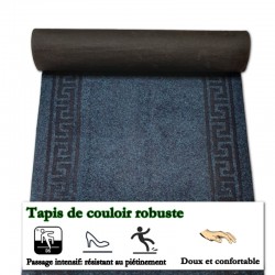 long tapis de couloir bleu
