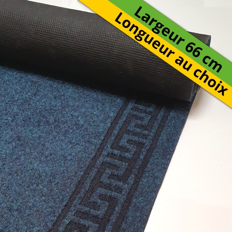 tapis de couloir design bleu