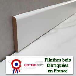 plinthe bois blanche revêtue 7 cm arrondie
