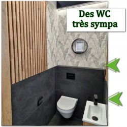 Meuble TV effet bois avec tasseaux